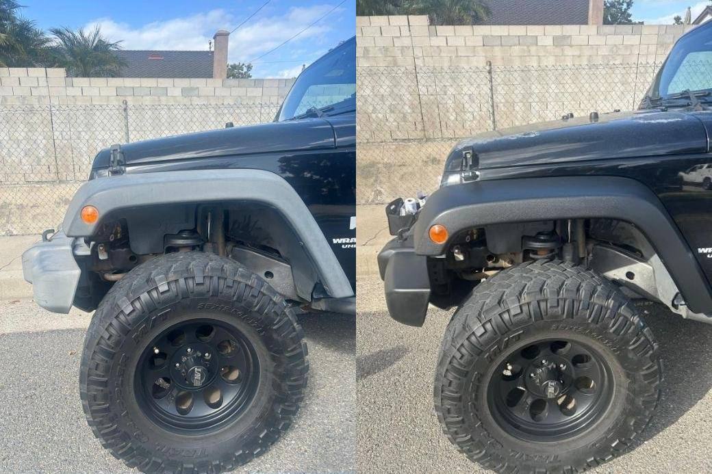 Fender flare before and after restoration